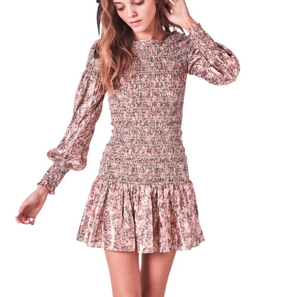 NWOT LOVESHACKFANCY SCARLETT SMOKE SILK MINI DRESS - Picture 2 of 11